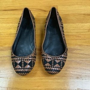 Rebecca Minkoff Uma Ballet Flats Black Tan Woven S